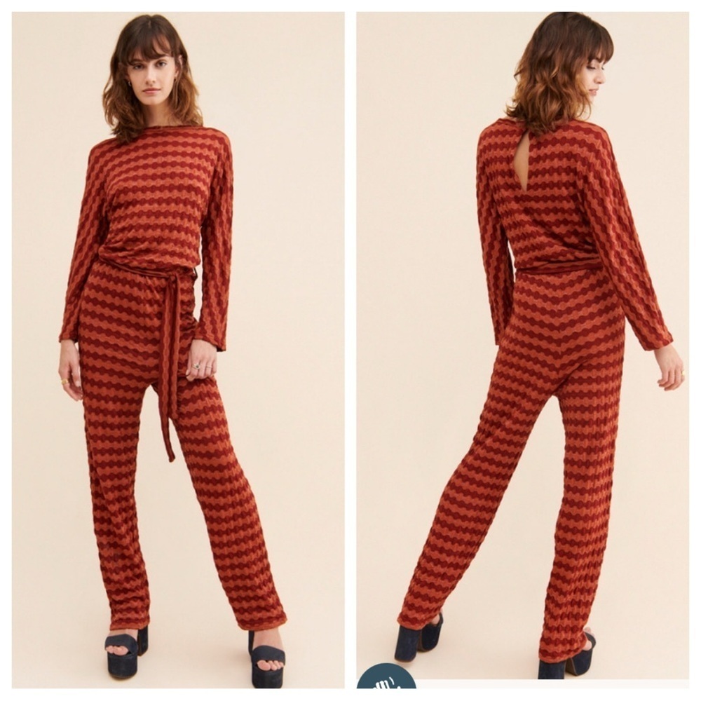 Rita Row Lirio striped rust color jumpsuit 20205 - Picture 2 of 15
